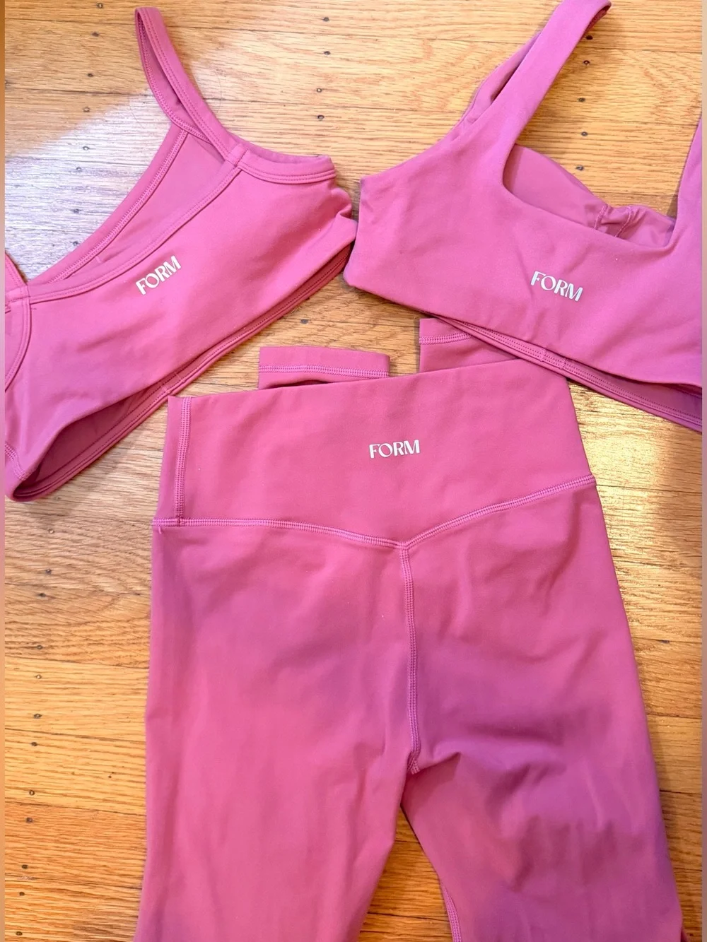 FORM Pink Activewear Set - Sports Bras & High-Waist Leggings